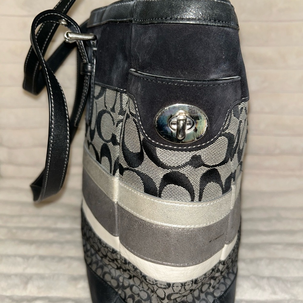 Coach Black and Gray Patterned Tote - Picture 3 of 12